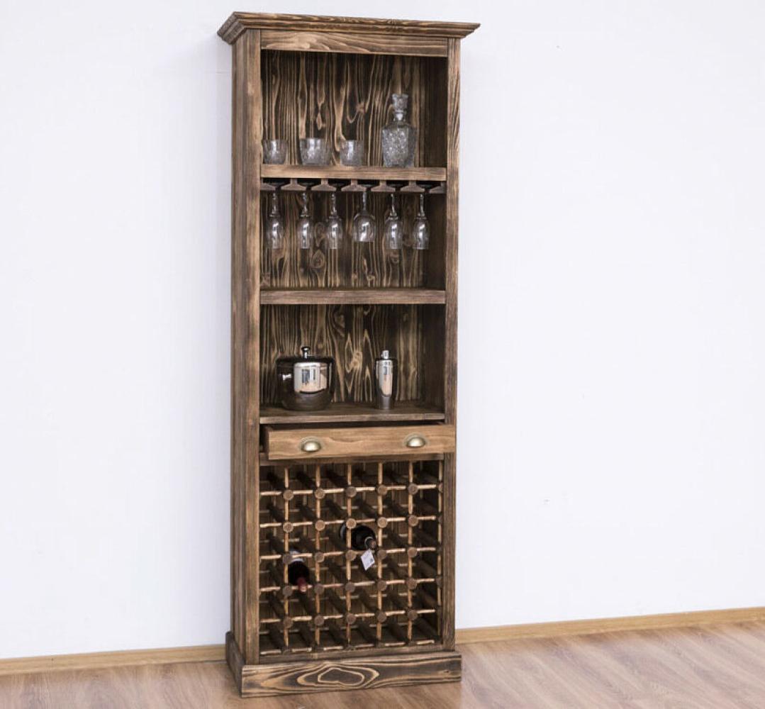 Rustikales Weinflaschenregal mit Gläserhalterung Bild 1