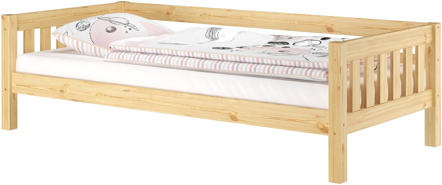 Gemütliches Kinderbett mit dreiseitiger Sicherung 90x200 cm Kiefer V-60. 29-09ohne Zubehör Bild 1