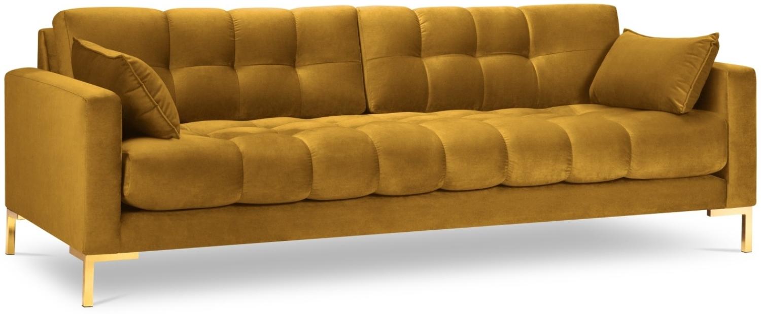 Micadoni 4-Sitzer Samtstoff Sofa Mamaia | Bezug Yellow | Beinfarbe Gold Metal Bild 1