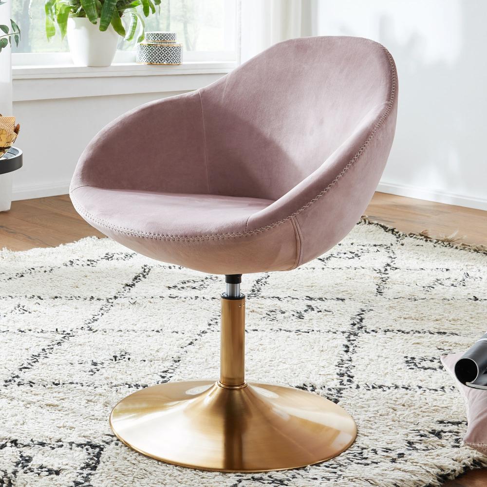 KADIMA DESIGN Loungesessel - Bequemer und stilvoller Sessel mit Drehfunktion und extra weicher Polsterung für pure Entspannung. Farbe: Rosa Bild 1