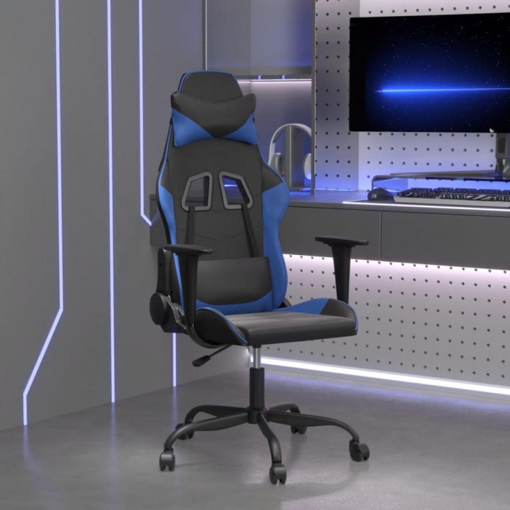 Gaming-Stuhl mit Massagefunktion Schwarz und Blau Kunstleder (Farbe: Blau) Bild 1