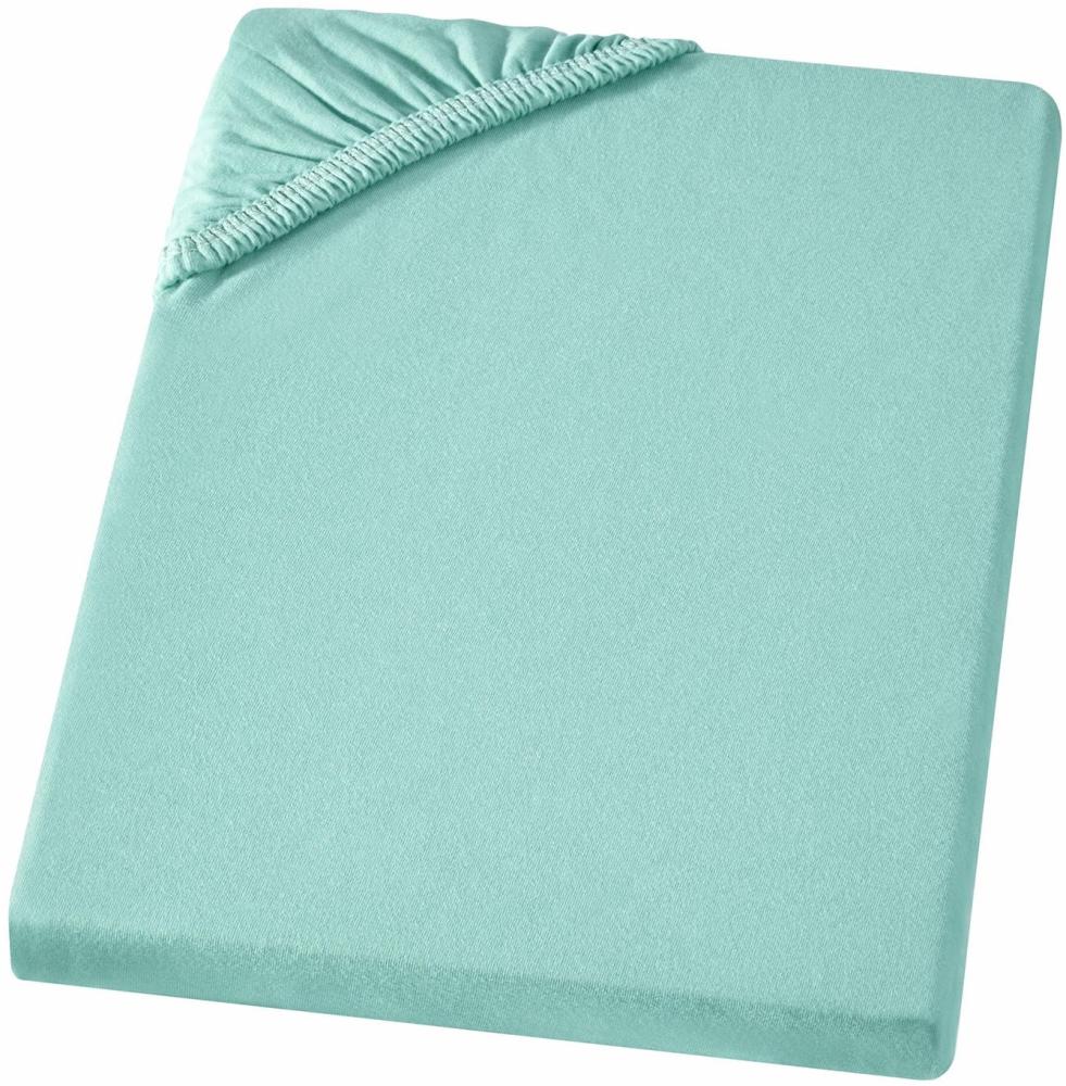 Carpe Sonno Feinjersey Bettlaken aus 100% Baumwolle, Aqua, 90-100 x 200 cm Bild 1