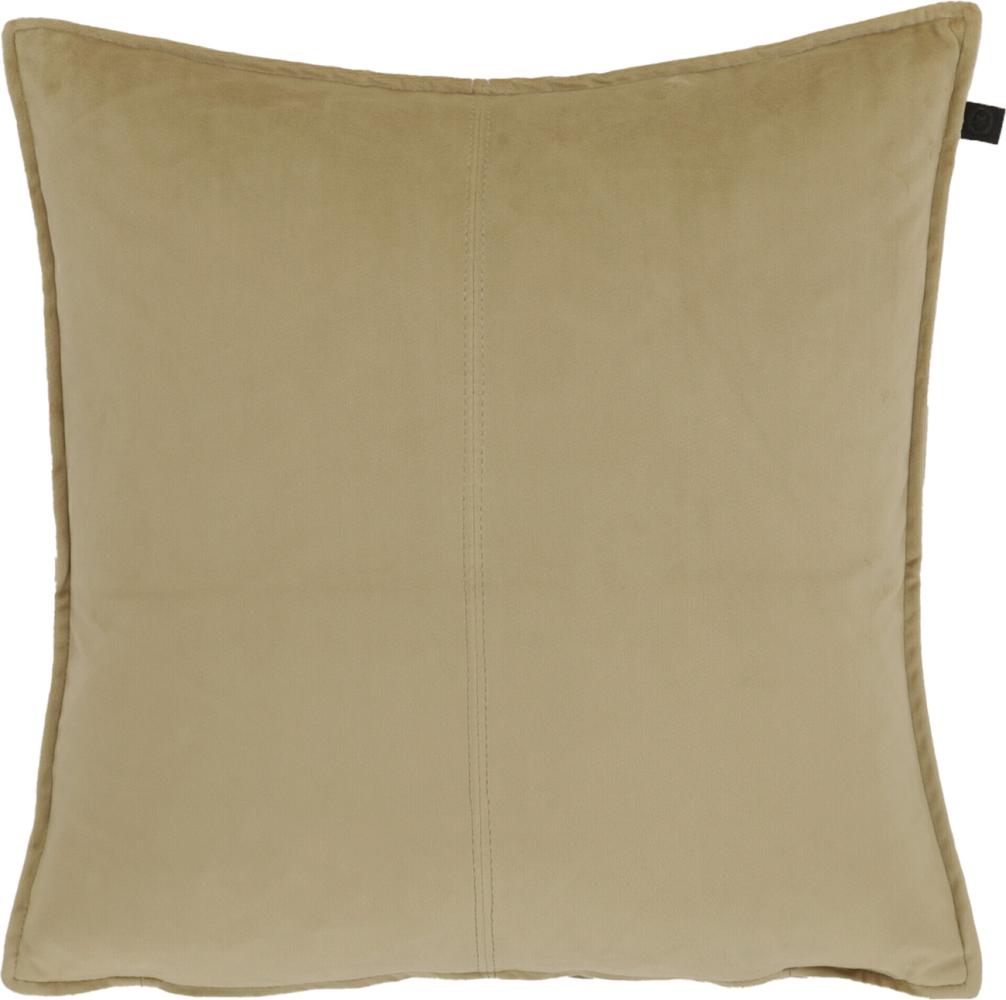 Overseas Middlestitch Samtkissen, 100% Polyester in Beige, 45 x 45 cm Bild 1