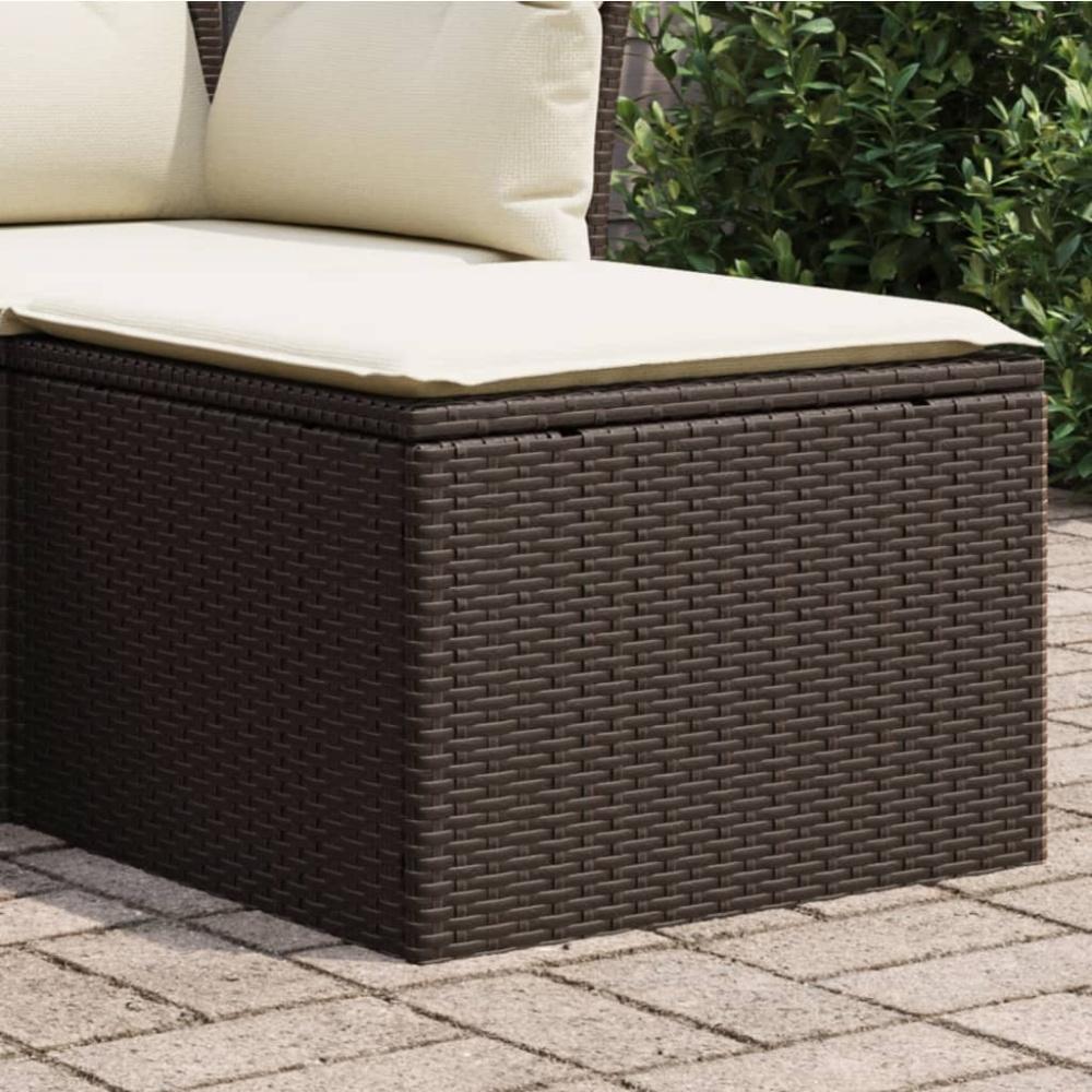 vidaXL Gartenhocker mit Kissen Braun 55x55x37 cm Poly Rattan Bild 1