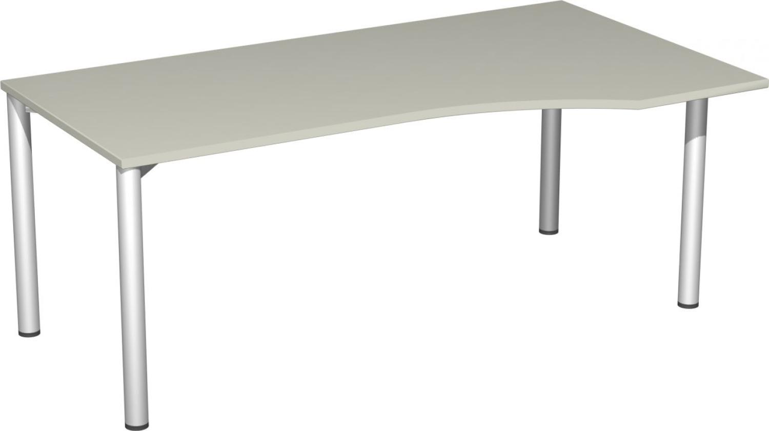 PC-Schreibtisch '4 Fuß Flex' rechts, feste Höhe 180x100x72cm, Lichtgrau / Silber Bild 1