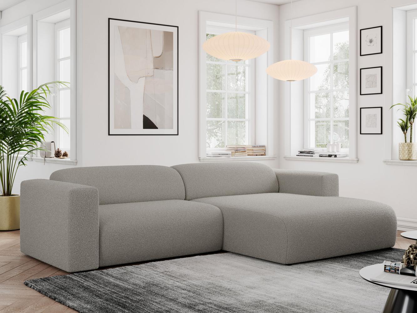 Ecksofa PASADENA, freistehendes Ecksofa, breite Armlehnen, Federsitz - rechts - Grau Boucle Bild 1