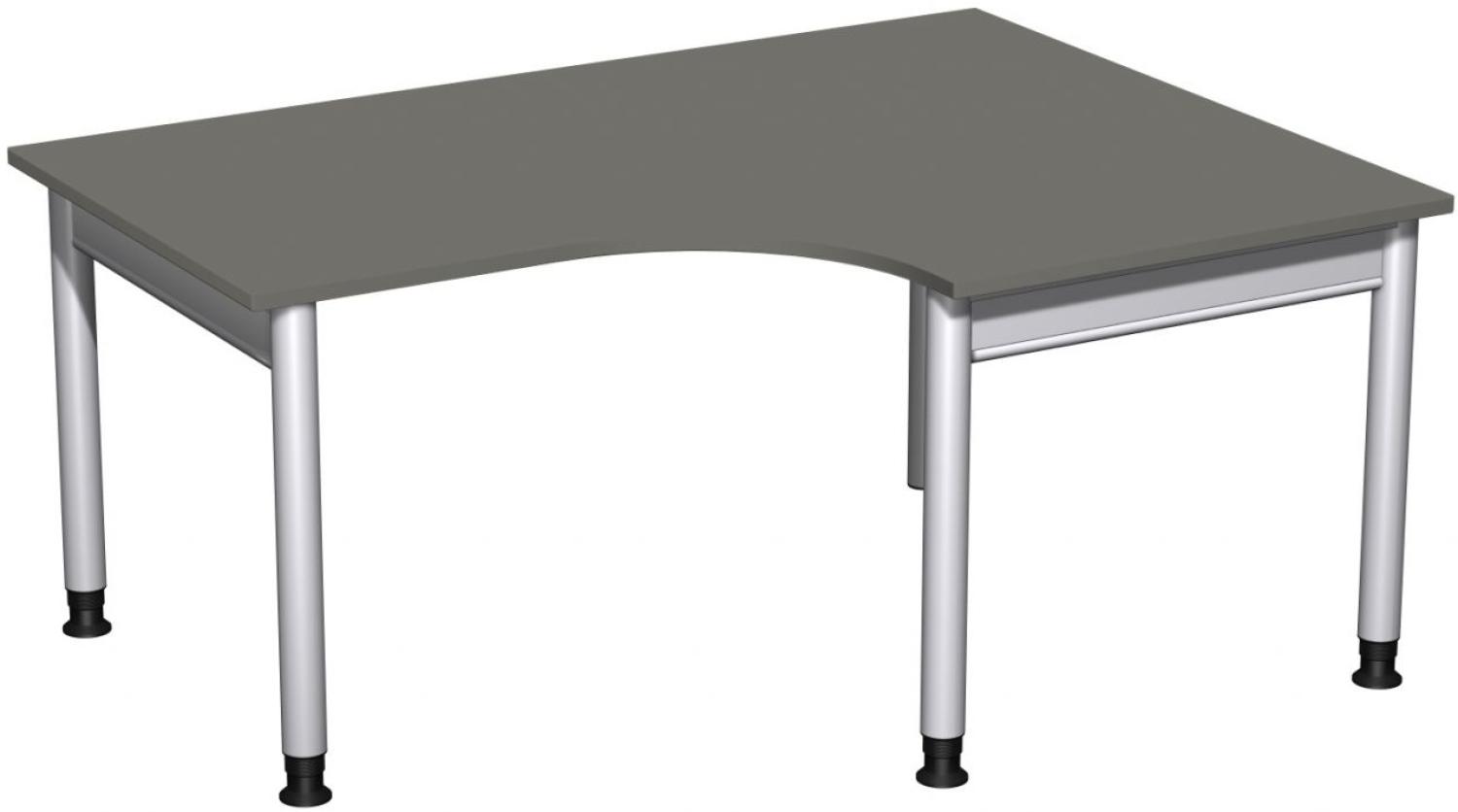 PC-Schreibtisch '4 Fuß Pro' rechts, höhenverstellbar, 160x120cm, Graphit / Silber Bild 1