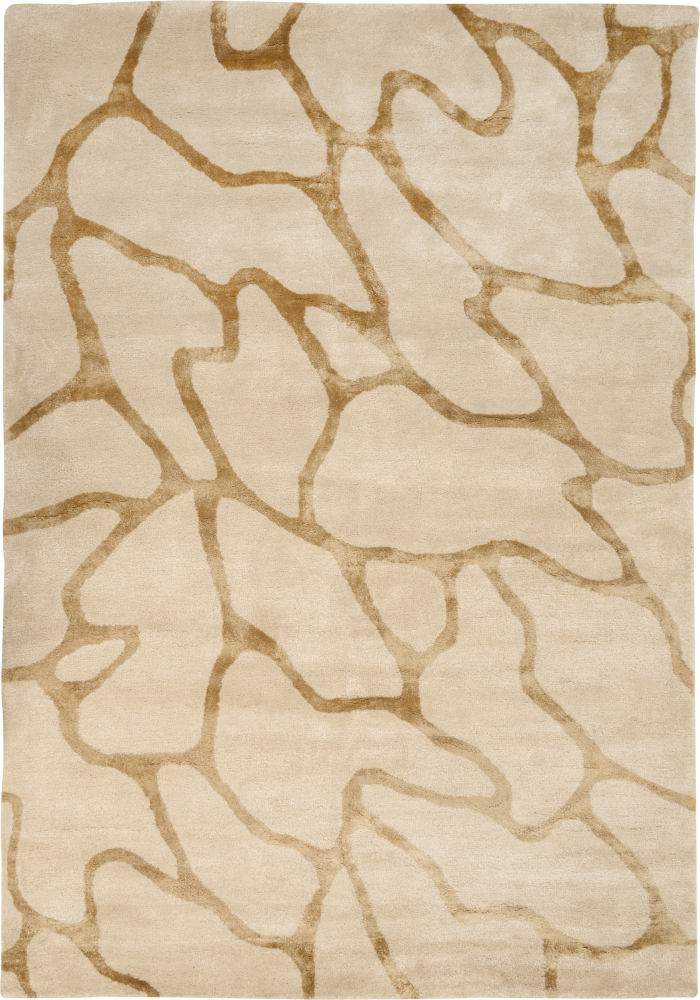 Teppich Viskose beige 160 x 230 cm geometrisches Muster Kurzflor MAKOLA Bild 1