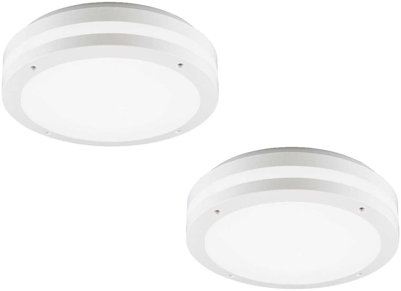 Runde LED Außendeckenleuchte Wandlampe 2er Set in Weiß matt Bild 1