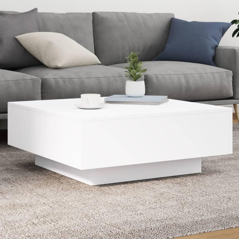 vidaXL Couchtisch mit LED-Leuchten Weiß 80x80x31 cm Bild 1