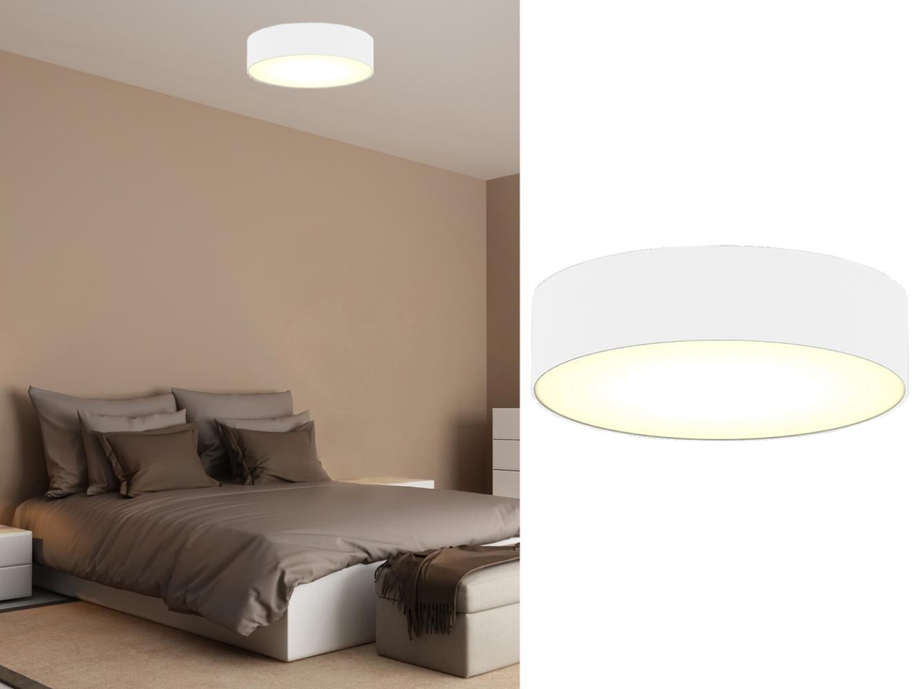 Deckenleuchte mit LED, Stoff weiß/Abdeckung satiniert, Ø 40cm, CEILING DREAM Bild 1