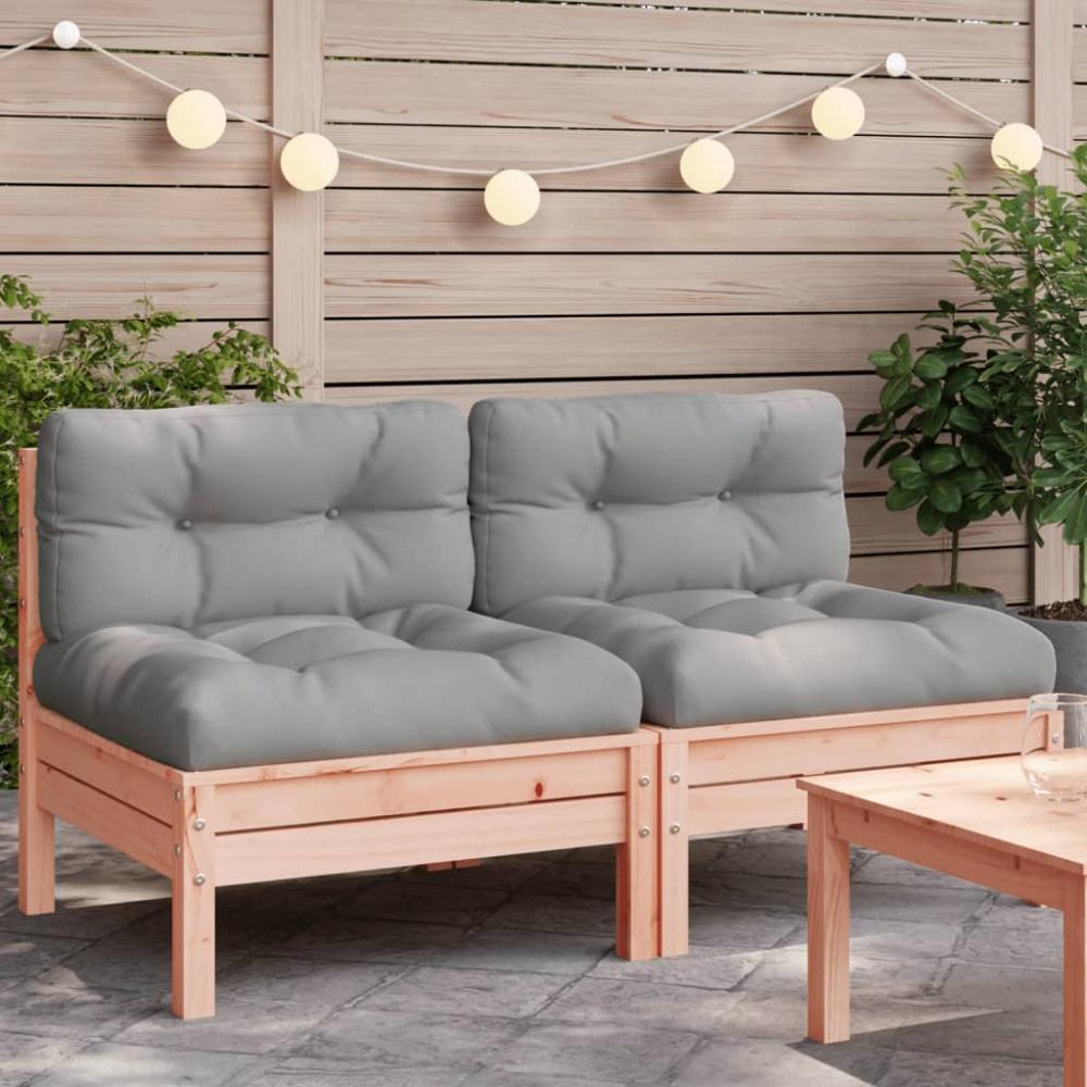 vidaXL Gartensofa ohne Armlehnen mit Kissen 2Stk. Massivholz Douglasie Bild 1