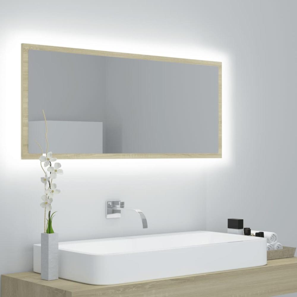 LED-Badspiegel, Spanplatte Sonoma-Eiche, 100 x 8,5 x 37 cm Bild 1