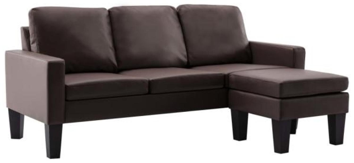 vidaXL 3-Sitzer-Sofa mit Hocker Braun Kunstleder Bild 1
