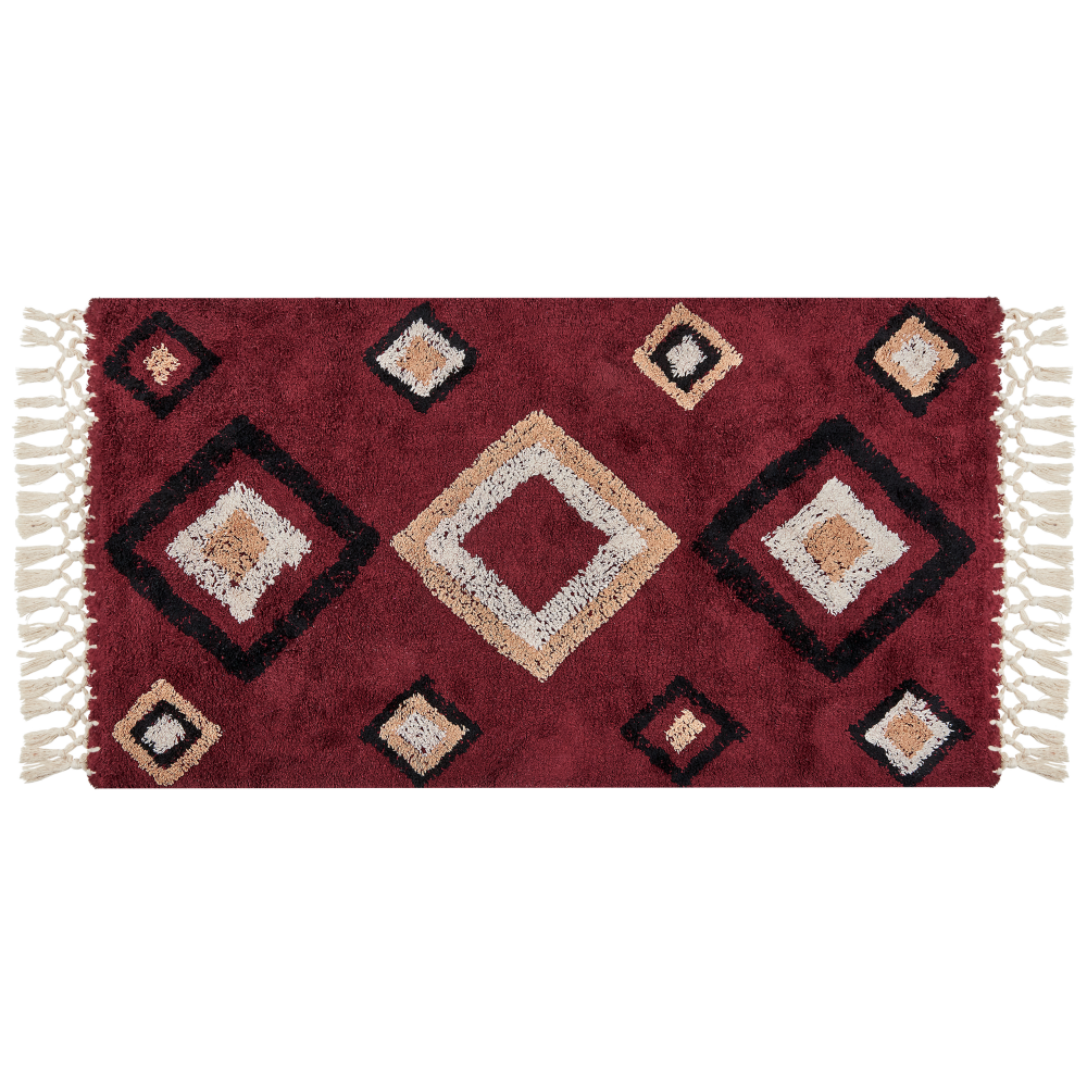 Teppich Baumwolle rot 80 x 150 cm geometrisches Muster SIIRT Bild 1