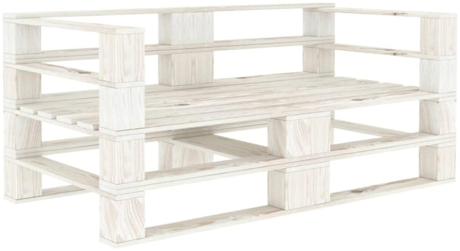 vidaXL Garten-Palettensofa 2-Sitzer Weiß Holz Bild 1
