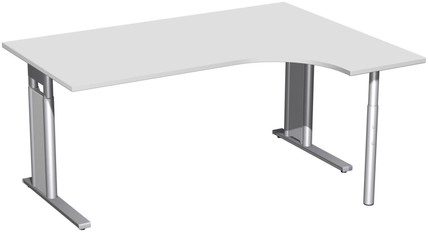 PC-Schreibtisch rechts, höhenverstellbar, 160x120cm, Lichtgrau / Silber Bild 1