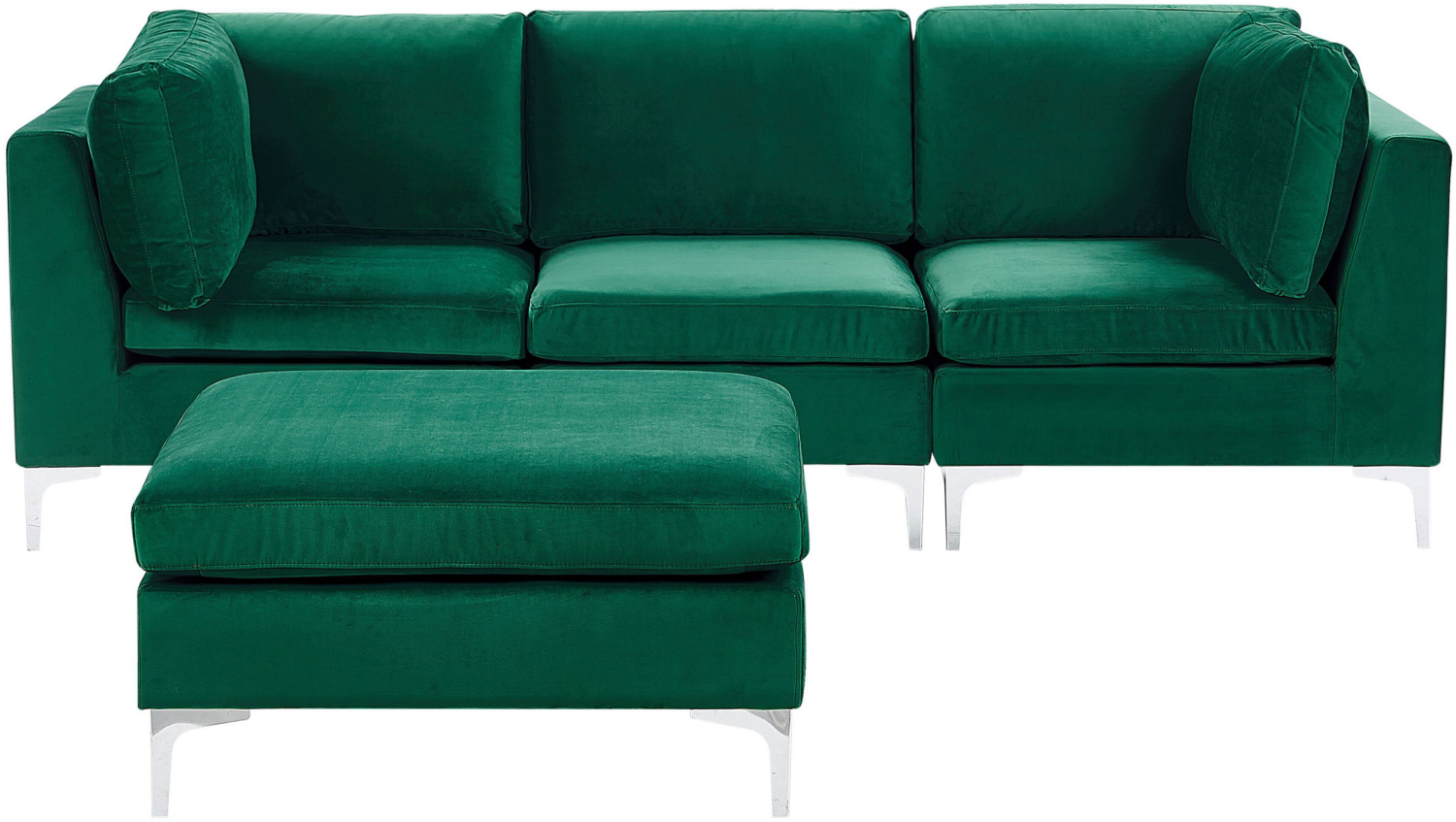 3-Sitzer Sofa Samtstoff mit Ottomane grün EVJA Bild 1