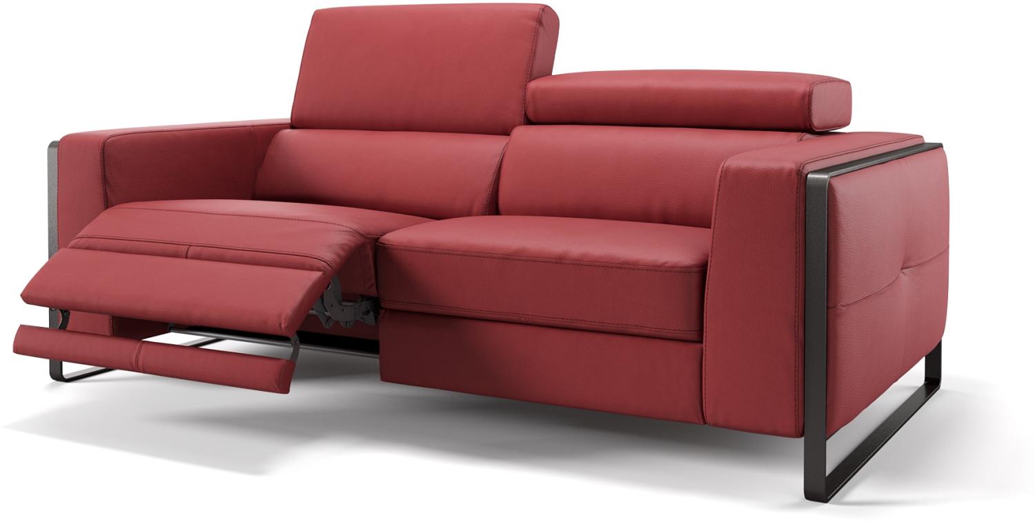 Sofanella Dreisitzer MANZANO Ledercouch Funktionssofa Couch in Rot Bild 1