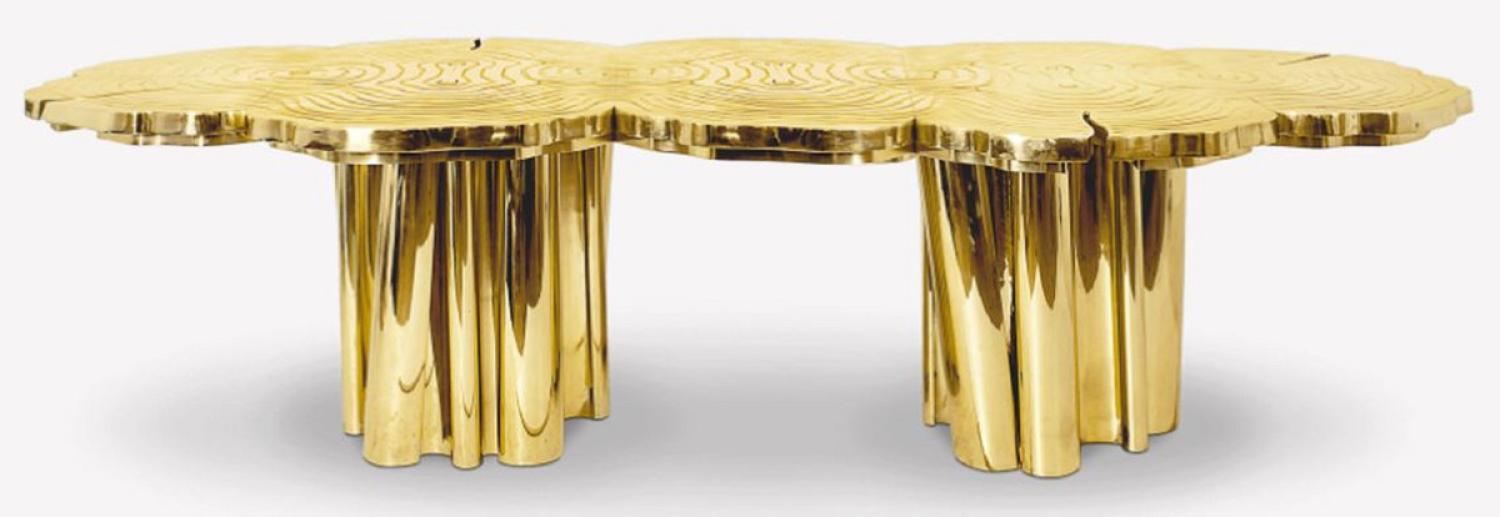 Casa Padrino Luxus Esstisch Gold 270 x 133 x H. 76 cm - Moderner massiver Metall Küchentisch - Luxus Esszimmer Möbel - Luxus Qualität Bild 1