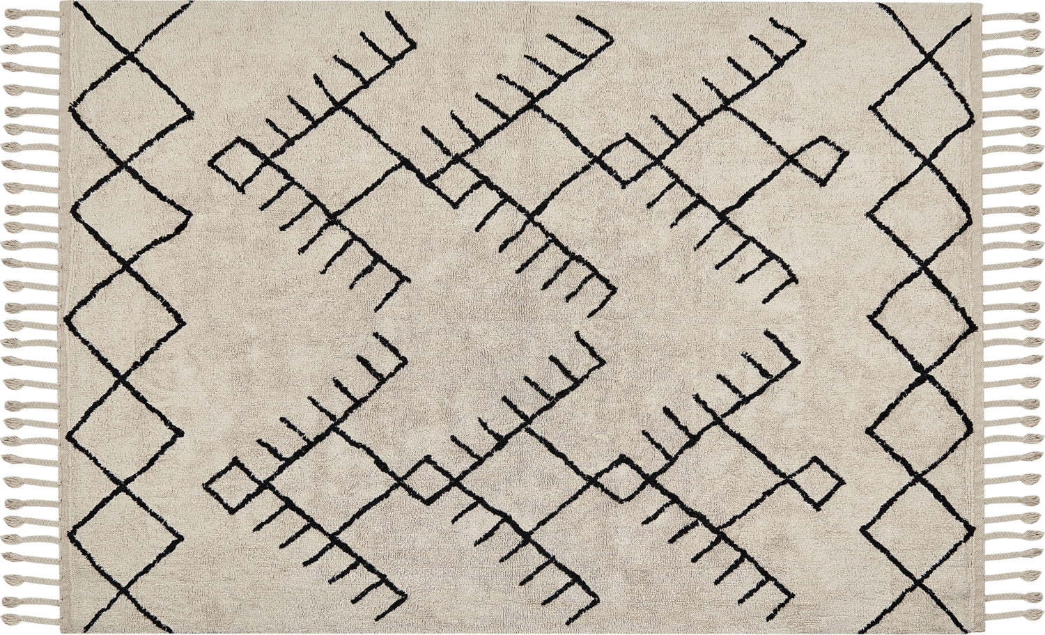 Teppich Baumwolle beige schwarz 140 x 200 cm geometrisches Muster Kurzflor ERLER Bild 1