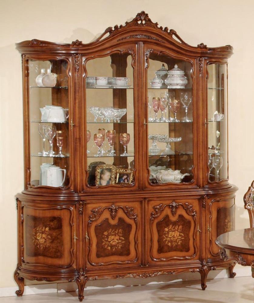 Casa Padrino Luxus Barock Vitrine Braun - Handgefertigter italienischer Barockstil Vitrinenschrank mit 8 Türen - Barockstil Möbel - Italienische Barock Möbel - Luxus Qualität - Made in Italy Bild 1