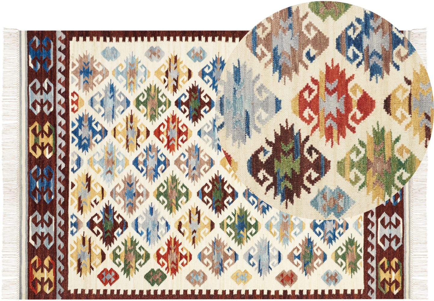 Kelim Teppich Wolle mehrfarbig 160 x 230 cm orientalisches Muster Kurzflor AKNALICH Bild 1
