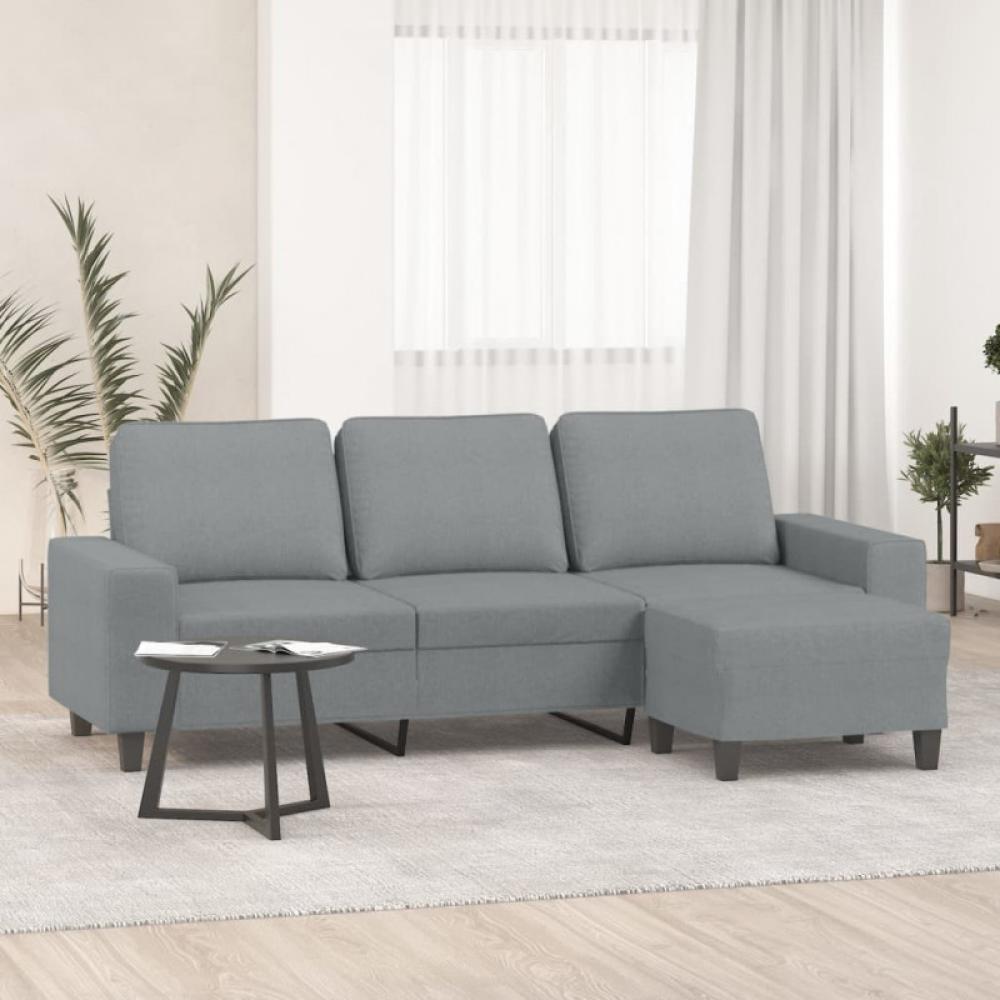 3-Sitzer-Sofa mit Hocker Hellgrau 180 cm Stoff (Farbe: Grau) Bild 1