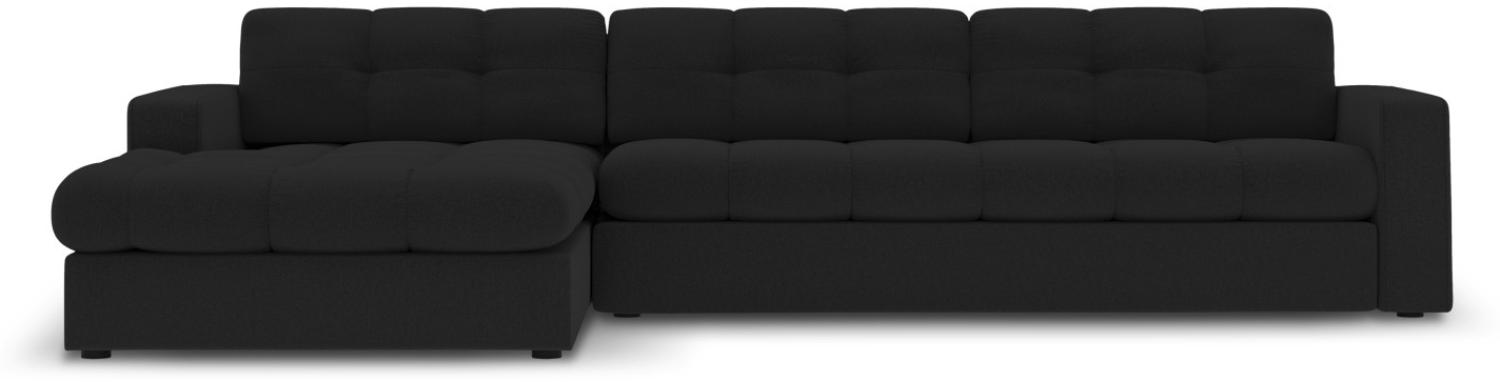 Micadoni 4-Sitzer Ecke links Sofa Justin | Bezug Black | Beinfarbe Black Plastic Bild 1