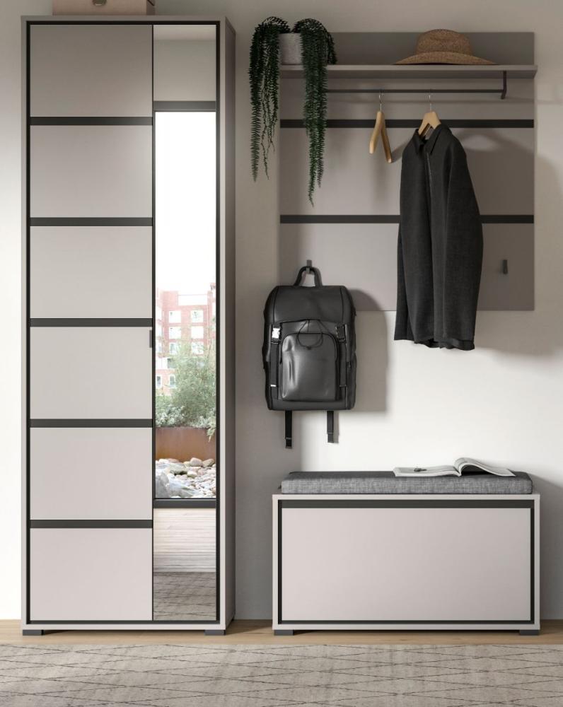 Garderobe Set 3-teilig Jaru in grau und schwarz 165 cm Bild 1