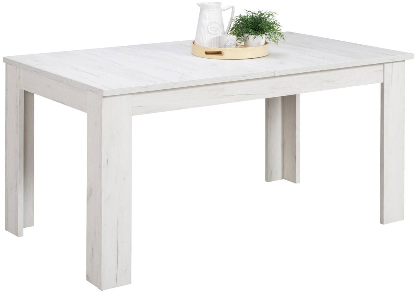 Homestyle4u ausziehbar Holztisch, Holz weiß, 160 x 90 cm Bild 1