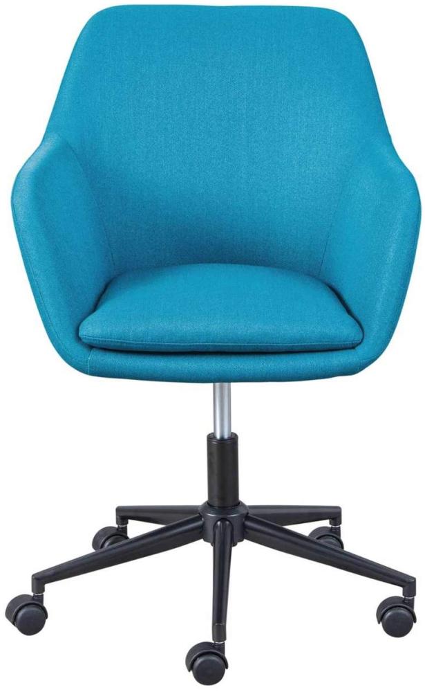 Dreh- und höhenverstellbarer Sessel mit Rollen, Metallgestell und Polsterung mit petrolfarbener verstärkter Sitzfläche, cm 61,50x63x83,5-91 Bild 1