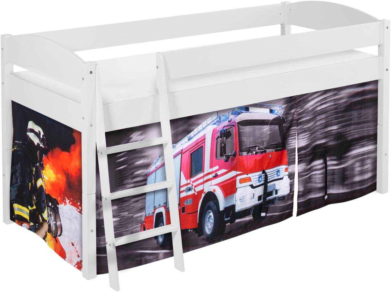 Lilokids 'Ida 4105' Spielbett 90 x 200 cm, Feuerwehr, Kiefer massiv, mit Vorhang Bild 1