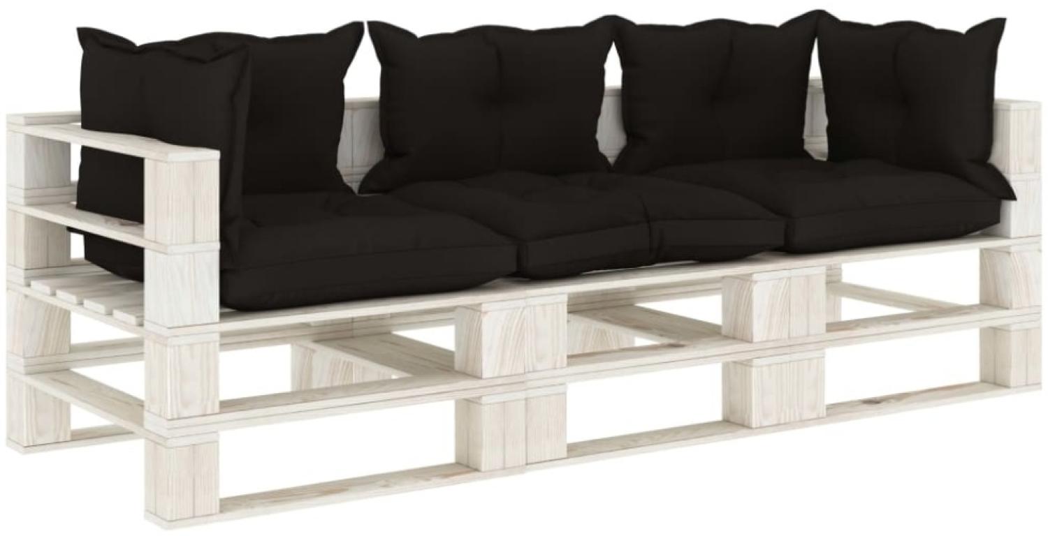 vidaXL Garten-Palettensofa 3-Sitzer mit schwarzen Kissen Holz Bild 1
