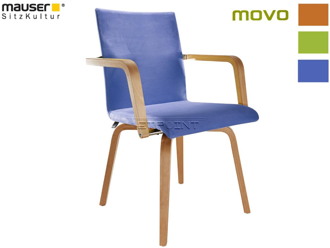Ergonomischer Seniorenstuhl MOVO mit Armlehnen, Stoffbezug Blau Bild 1