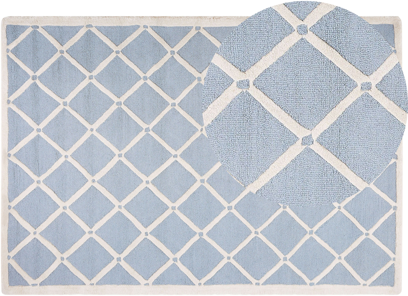 Teppich hellblau 160 x 230 cm marokkanisches Muster Kurzflor DALI Bild 1