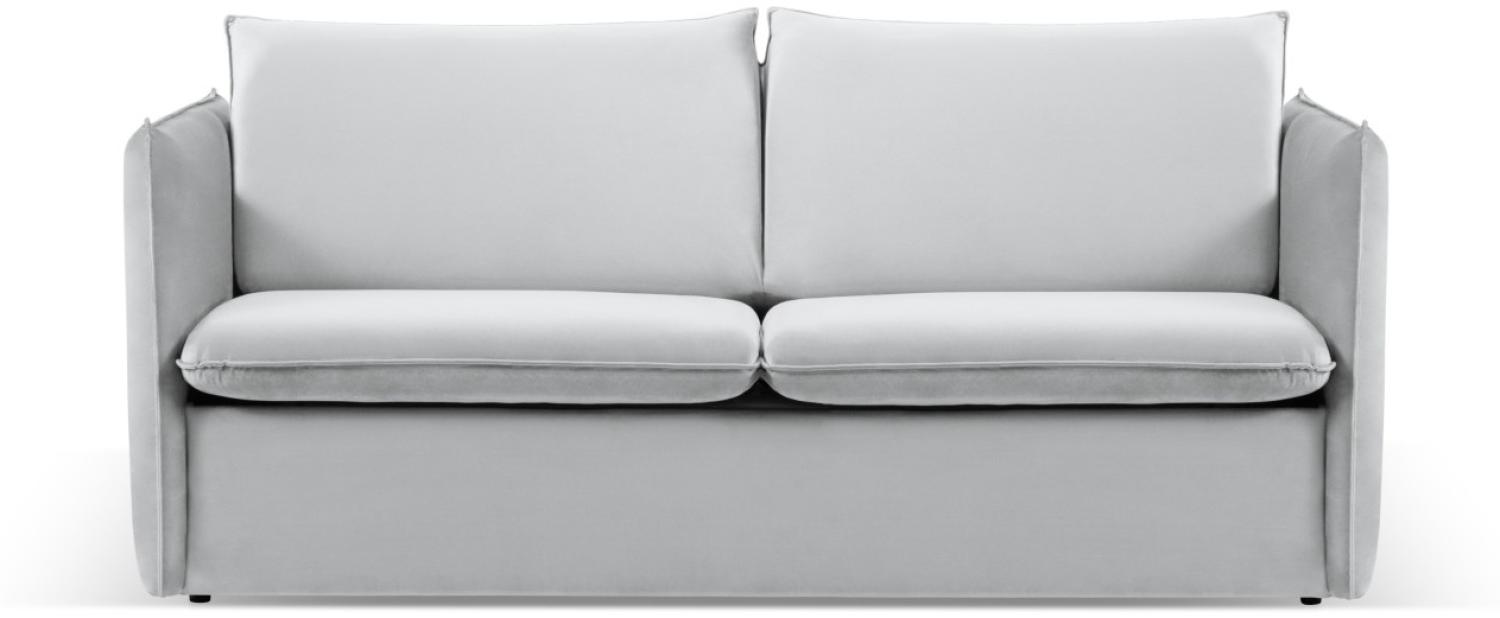 Micadoni 3-Sitzer Samtstoff Sofa mit Bettfunktion Agate | Bezug Silver | Beinfarbe Black Plastic Bild 1