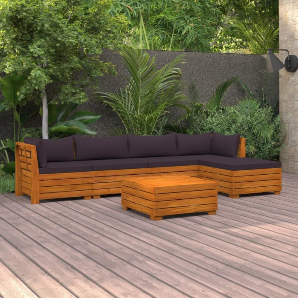 6-tlg. Garten-Lounge-Set mit Kissen Massivholz Akazie Bild 1