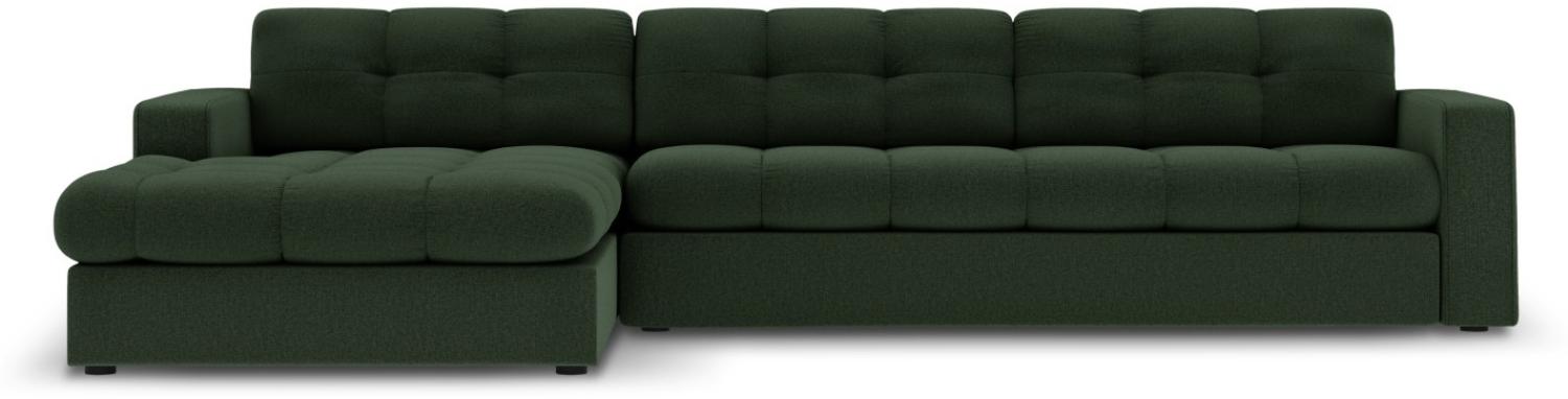 Micadoni 4-Sitzer Ecke links Sofa Justin | Bezug Dark Green | Beinfarbe Black Plastic Bild 1