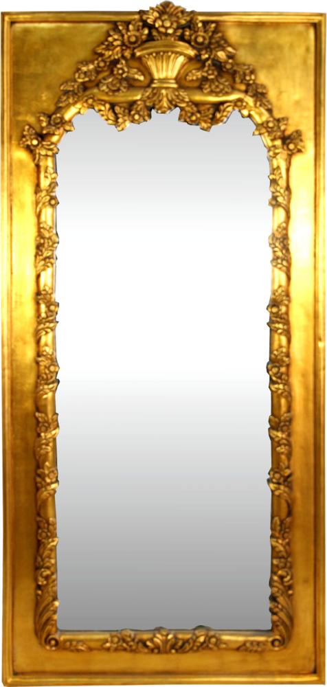 Casa Padrino Barock Wandspiegel Gold Antik Stil 85 x H. 190 cm - Prunkvoller Barock Spiegel mit wunderschönen Verzierungen Bild 1