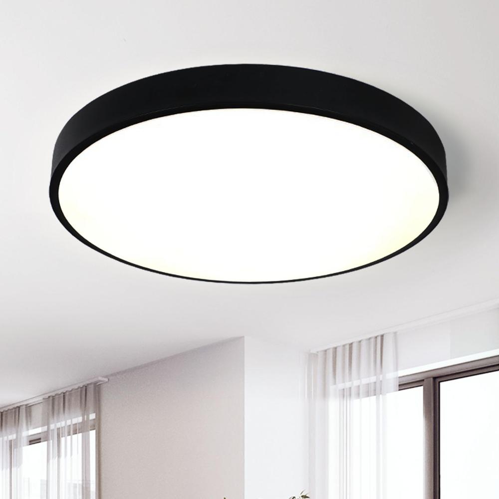 Style home 48W Deckenleuchte LED Deckenlampe Ø50x4cm, Warmweiß 3000K, Ultraslim Runde Lampe aus Metall, für Wohnzimmer Schlafzimmer Büro Küche Diele Flur (Schwarz) Bild 1