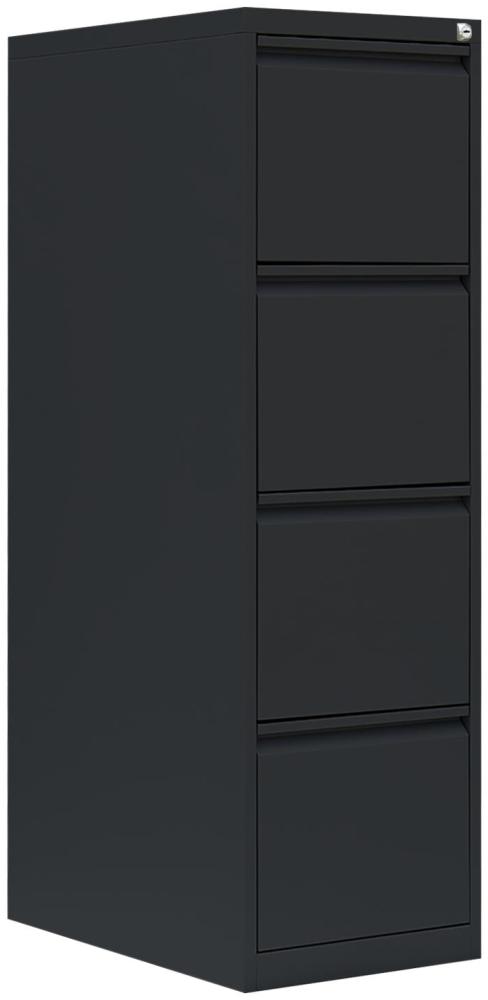 Stahl Büro Hängeregistratur Schrank Bürocontainer 132x40x62cm (HxBxT) mit 4 Schüben einbahnig Schwarz 560419 Bild 1