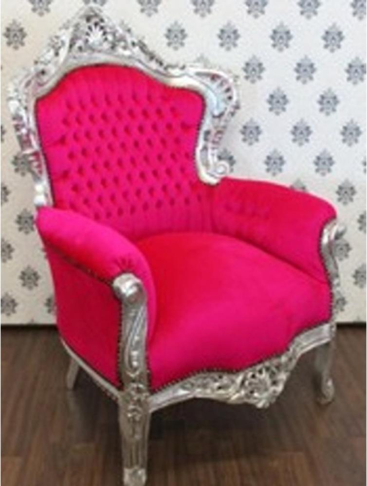 Casa Padrino Barock Sessel King Pink / Silber - Luxus Antik Stil Möbel Bild 1