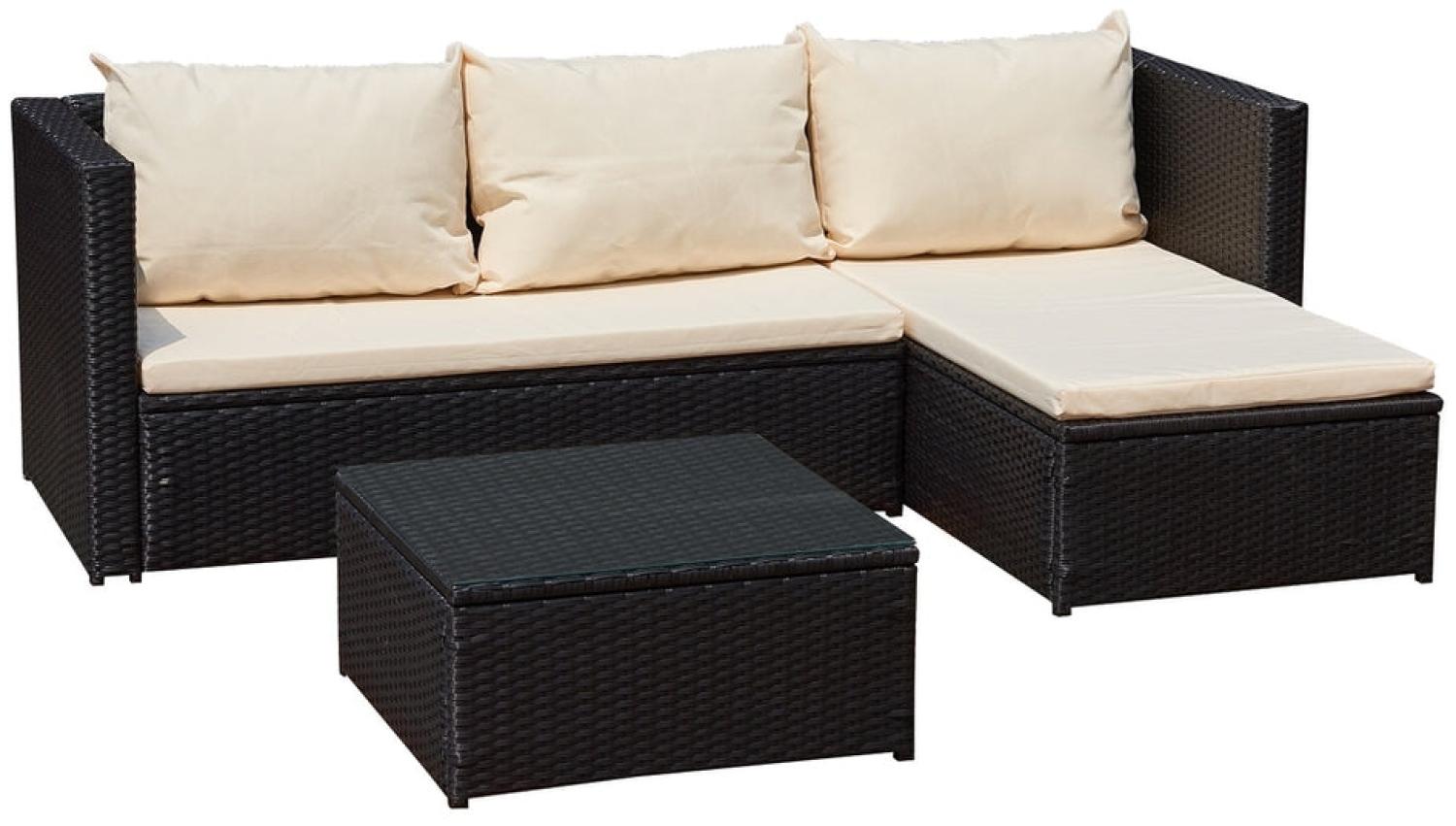 Luxus Premium Polyrattan Garten Lounge SET schwarz beige Esstisch Gartenmöbel Bild 1