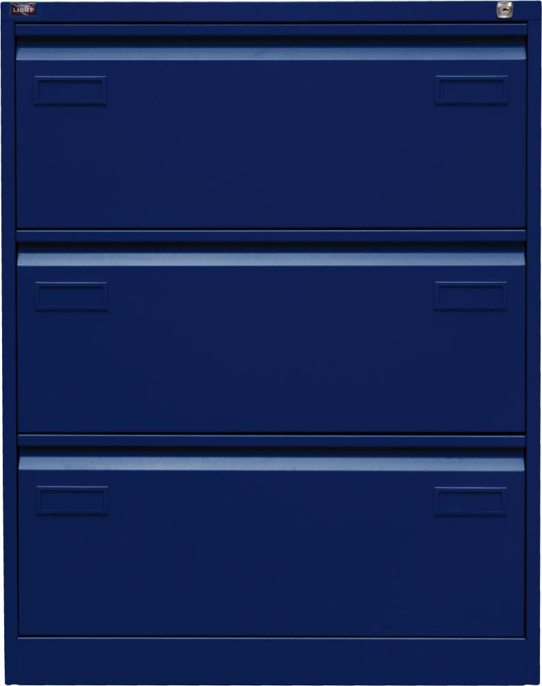 Bisley LIGHT Hängeregistraturschrank, doppelbahnig, DIN A4, 3 HR-Schubladen, Farbe oxfordblau Bild 1