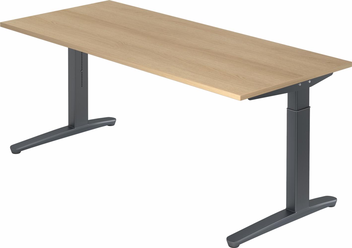 bümö® Design Schreibtisch XB-Serie höhenverstellbar, Tischplatte 200 x 100 cm in Eiche, Gestell in graphit Bild 1