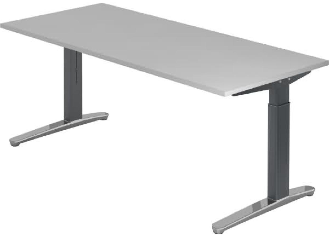 'XB19' Schreibtisch, C-Fuß, poliert, 180x80cm, Grau / Graphit Bild 1