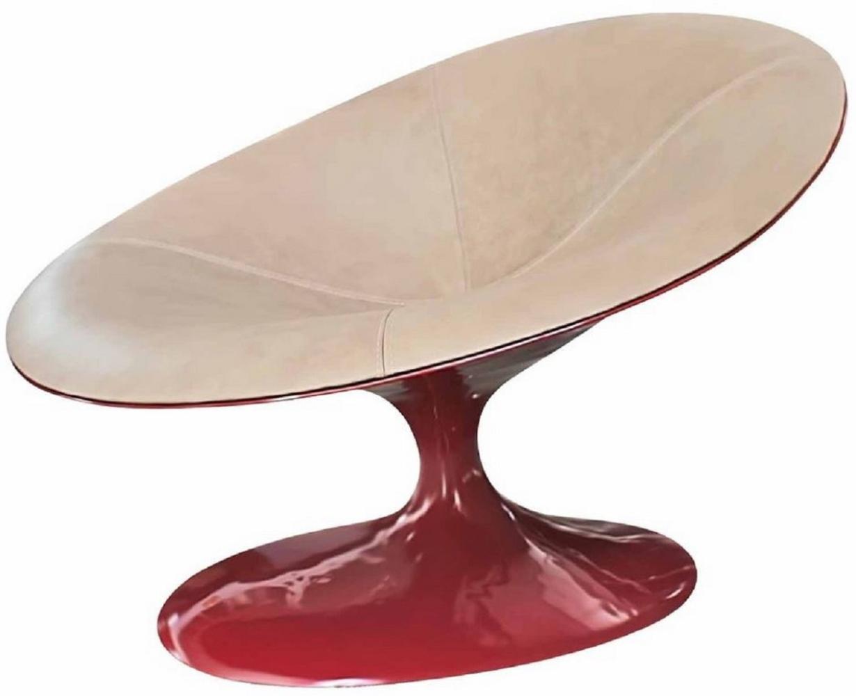 Casa Padrino Designer Sessel Hochglanz Rot / Beige 86 x 110 x H. 70 cm - Wohnzimmer Sessel - Hotel Sessel - Designer Möbel - Luxus Qualität Bild 1