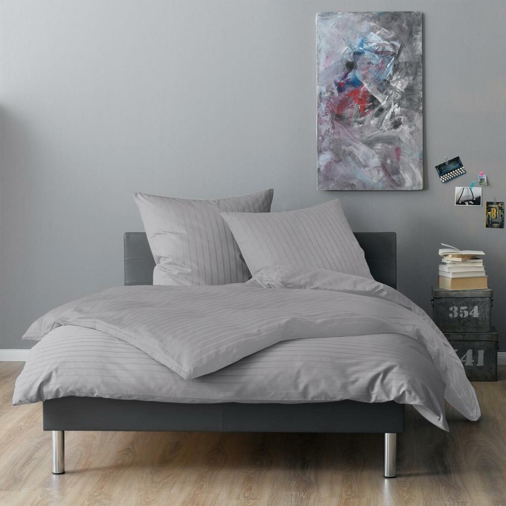 Lorena Mako-Satin Bettwäsche Verona|Kissenbezug einzeln 80x80 cm| silber Bild 1