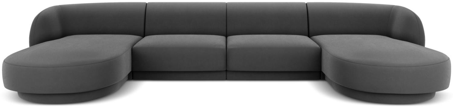 Micadoni 5-Sitzer Samtstoff Panorama Sofa Miley | Bezug Grey | Beinfarbe Black Plastic Bild 1